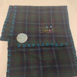 Cat embroidered scarf